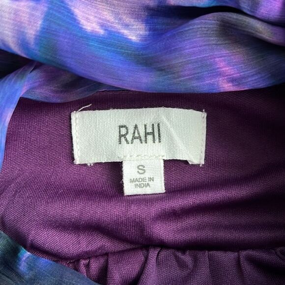 ShopBop RAHI Leila Cut Out Midi Dress Front Slit Chiffon Purple Tie Dye Small - Picture 3 of 12